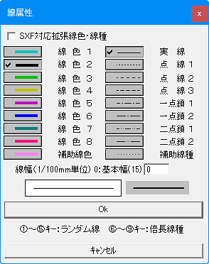 線属性ダイアログの画像です。